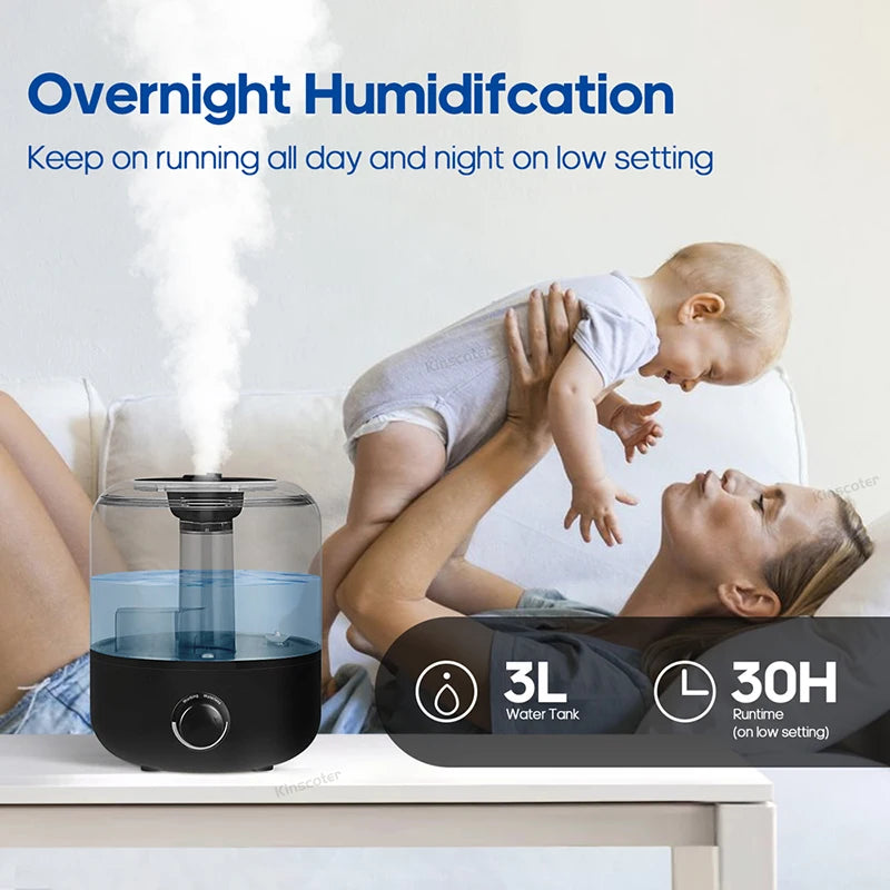 KINSCOTER 3L Air Humidifier Professional Large Capacity Home Humidifier Plant Mist Aroma Diffuser with Remote Control Timer