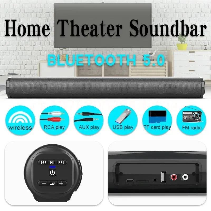 Super Powerful Sound Bar Portable Wireless Bluetooth Speaker Surround Stereo Home TV Sound Box Subwoofer FM Radio Home Theater