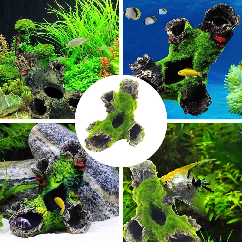 Aquarium Tree Trunk Decoration Resin for Fish Tank Decoration for Hiding Shrimp and Fish Landscape Rock Hiding Cave