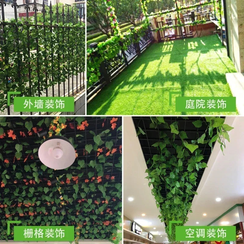 2PC 2.2M Artificial Plants Home Decor Green Silk Hanging Vines Fake Leaf Garland Leaves For Wedding Party Room Garden Decoration